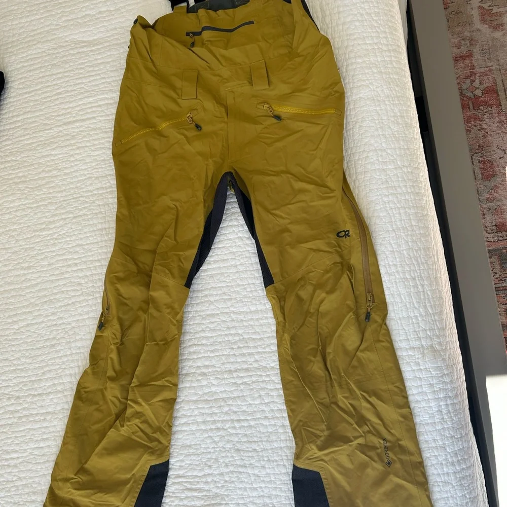 Outdoor Research Mustard Yellow Hemisphere Goretex Ski Bib - Picture 1 of 15